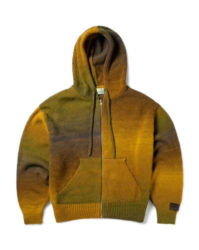 ARIES / Space Dye Temple Knit Zip Thru Hoodie / Green | THE FOUR
