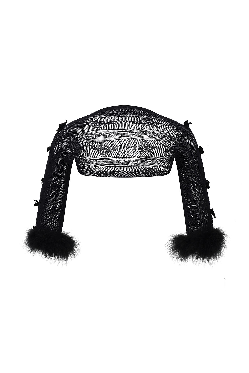 サムネイル： NODRESS / Black Ostrich Feather Lace Shrug