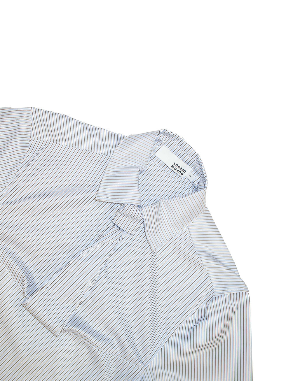 サムネイル： Leeann Huang / PINSTRIPE FAUX TIE BLOUSE / BLUE/BROWN