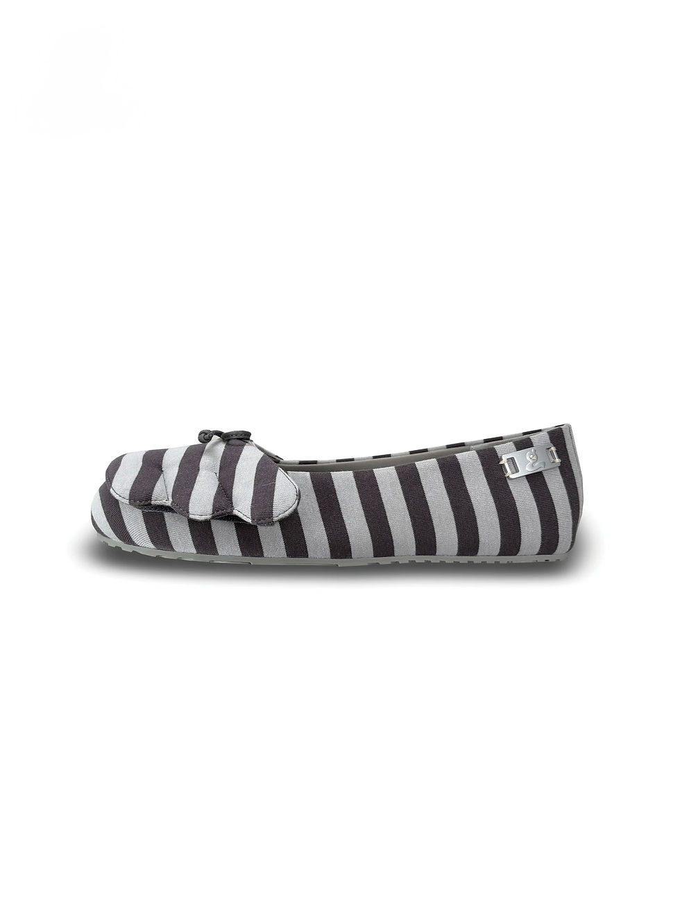 섬네일: GRAPE / STRIPED BALLET FLATS "WINGS Q" / GREY/BLACK