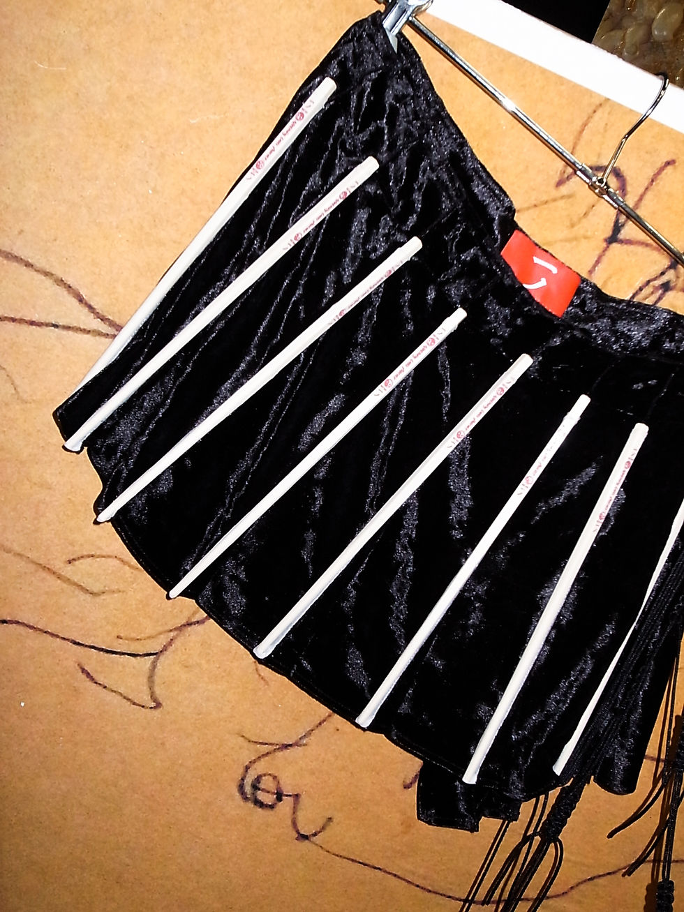 섬네일: YAT PIT / CRUSHED VELVET CHOPSTICK WRAP SKIRT / BLACK