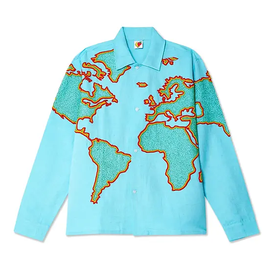 希少稀な High Sky Farm WOVEN SHIRT EMBROIDERED MAP WORLD /UNISEX トップス