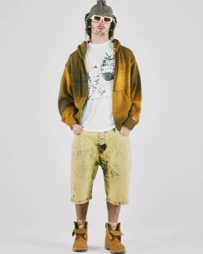 ARIES / Space Dye Temple Knit Zip Thru Hoodie / Green | THE FOUR