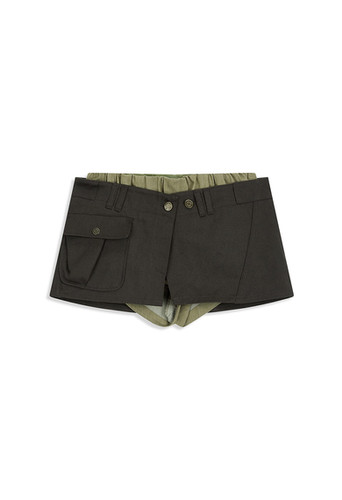 OPEN YY / CAMP MINISKIRT & BOXER SHORTS / KHAKI | THE FOUR-EYED SHOP