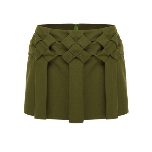 NODRESS X RoomSERVICE888 / Green flower pleats pant-skirt