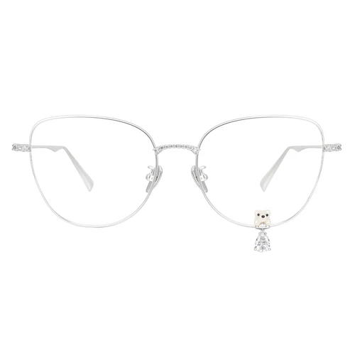 YVMIN / FLOCKED BEAR DECORATIVE GEMSTONE PENDANT GLASSES / SILVER