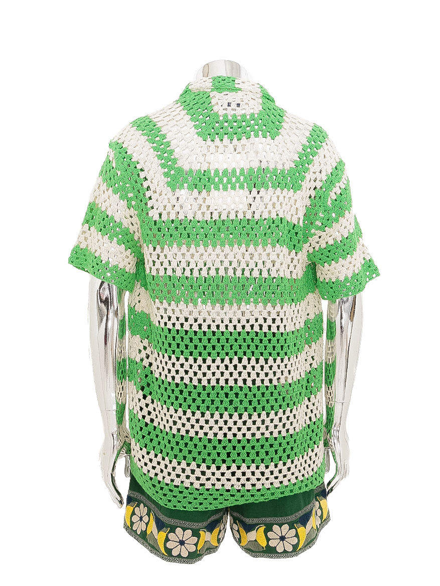 サムネイル： BODE / LIME CROCHET SHIRT / GREEN CREAM