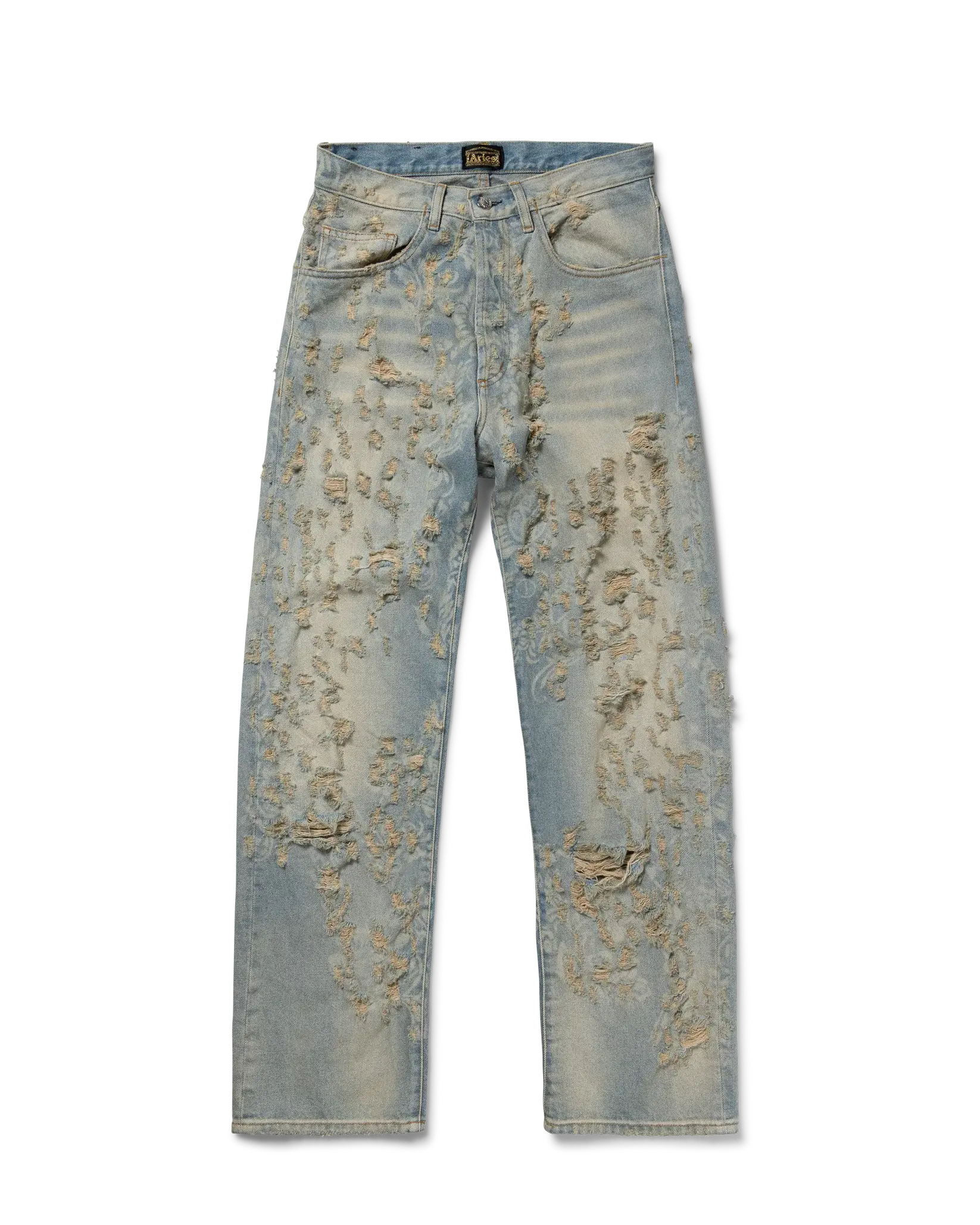 Aries / Destroyed Lace Batten Jeans / Blue