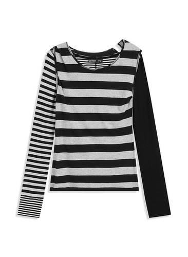 OPEN YY / STRIPE CONVERTIBLE HOOK TOP DRESS / BLACK | THE FOUR
