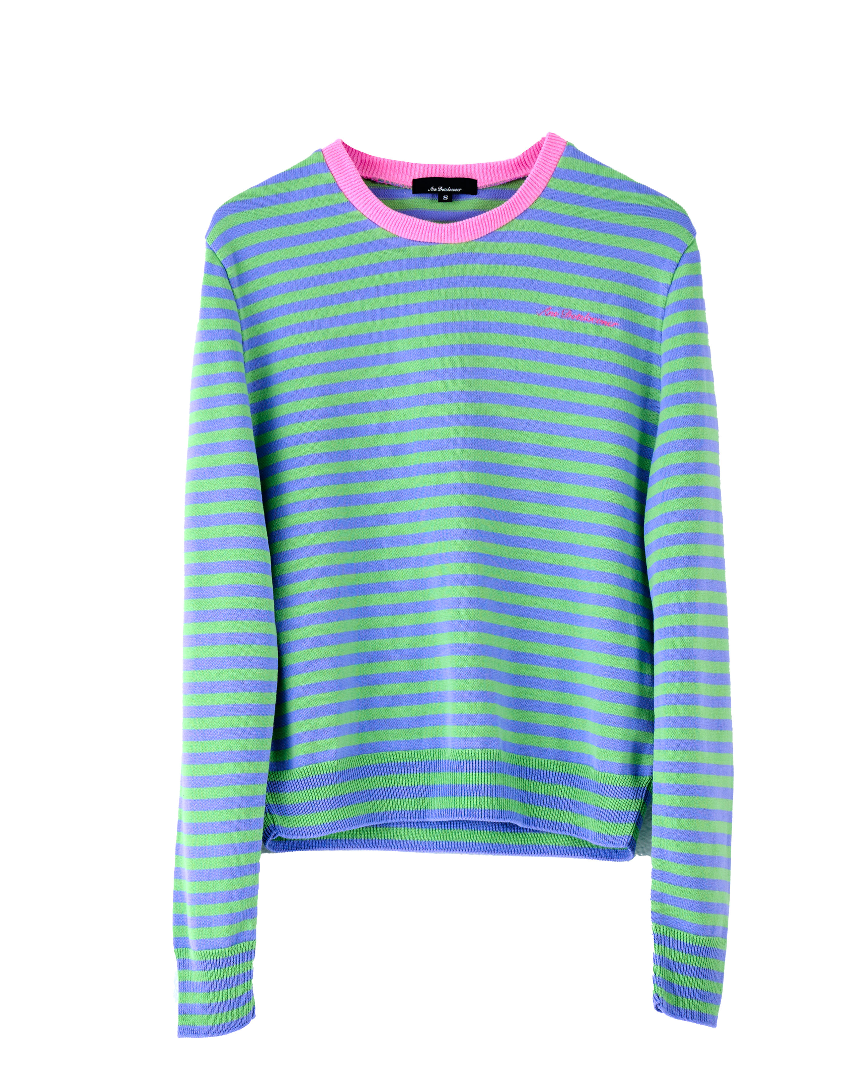 Ans Dotsloevner / KNITTED STRIPED LONG SLEEVE / GREEN/PURPLE