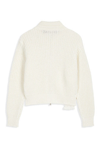 OPEN YY / APPLIQUE KNIT ZIPUP JACKET /WHITE | THE FOUR-EYED SHOP