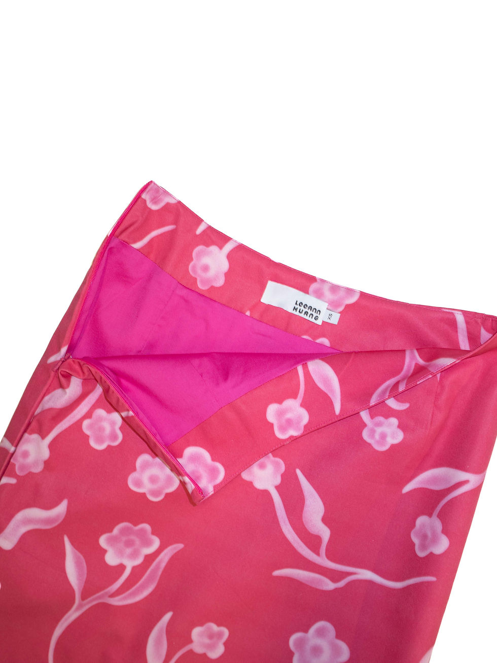 サムネイル： Leeann Huang / PATCHWORK PRINTED MIDI SKIRT / PINK/LIME FLORAL