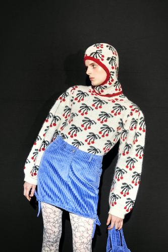 【入手困難】Shrimps/Brixton Balaclava チェリー柄バラクラバ SHRIMPS / BRIXTON KNITTED BALACLAVA / CREAM / CHERRIES | THE