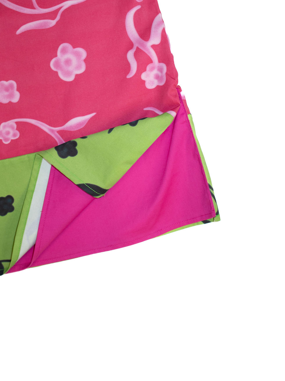 サムネイル： Leeann Huang / PATCHWORK PRINTED MIDI SKIRT / PINK/LIME FLORAL