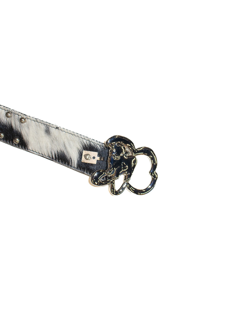 サムネイル： Leeann Huang / STUDDED COW SKIN BELT WITH BABY CALF BUCKLE / BLACK