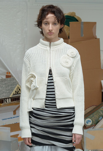 ジャケット・アウター Open YY ZIPUP JACKET OPEN YY / APPLIQUE KNIT ZIPUP JACKET /WHITE | THE FOUR-EYED SHOP