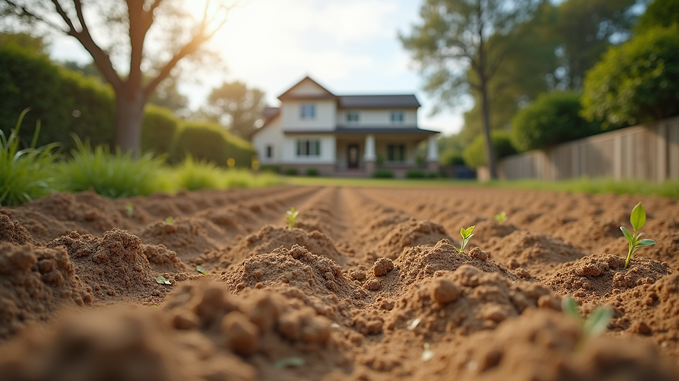 Eye-level view of a well-graded property ready for landscaping