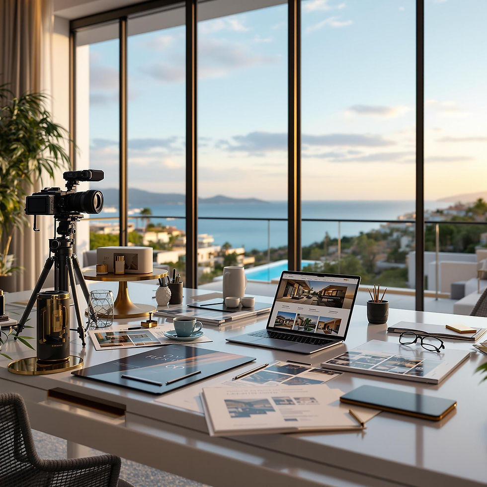 Eye-level view of a luxury Mediterranean villa