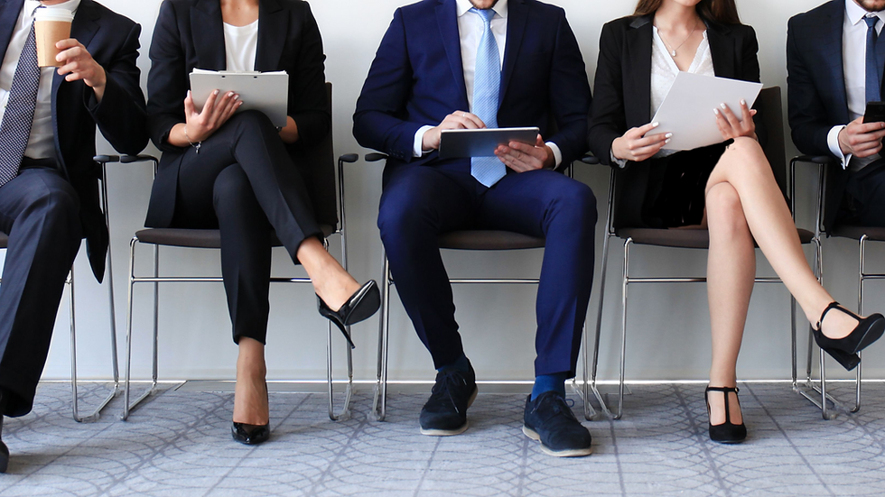 Business professionals prepare for interview
