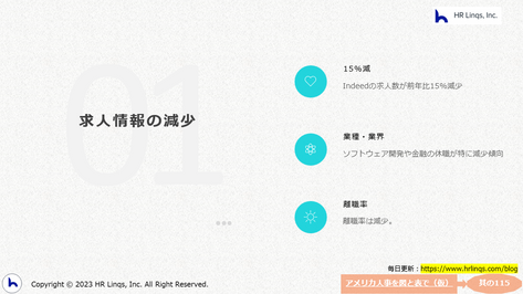 求人情報の減少:「アメリカ人事を図と表で(仮)」
