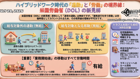 通勤時間はどこまで給与対象？ / DOL Clarifies When Employee Travel Time Must Be Paid :「アメリカ人事界隈」#アメリカHR #HRLinqs #HRLinqsLearning #HRLinqsConnect