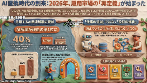 AIが「最大の解雇理由」になった日 / AI Tops the List of Layoff Reasons for the Third Consecutive Month :「アメリカ人事界隈」#アメリカHR #HRLinqs #HRLinqsLearning #HRLinqsConnect