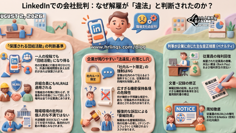 従業員のSNS批判はどこまで保護される？ / Firing an Employee Over a LinkedIn Post Violated the NLRA :「アメリカ人事界隈」#アメリカHR #HRLinqs #HRLinqsLearning #HRLinqsConnect