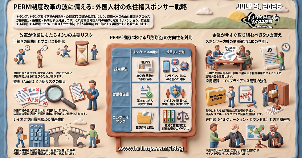 雇用ベースGreen Cardのスポンサー制度が厳格化へ / PERM Overhaul Could Reshape Employer-Sponsored Green Cards :「アメリカ人事界隈」#アメリカHR #HRLinqs #HRLinqsLearning #HRLinqsConnect