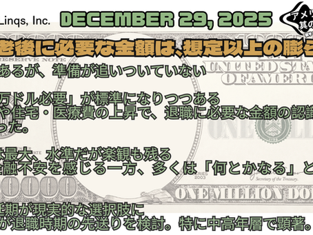 老後に1ミリオンドル必要 / Retirement Anxiety Hits Record Highs:「アメリカ人事界隈」#アメリカHR #HRLinqs #HRLinqsLearning