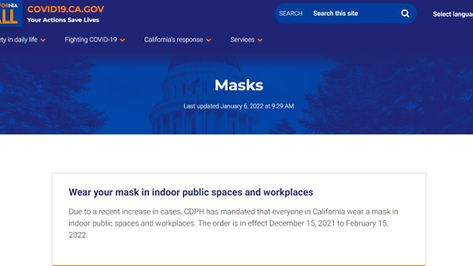 CA州のマスク着用義務の延長