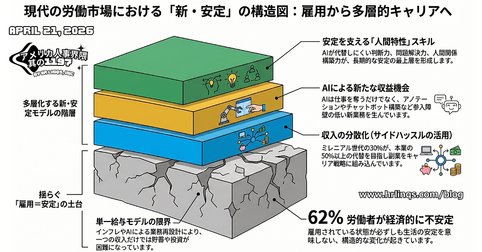 “働いているのに不安定”が常態化:副業と複数収入時代の到来 / Working but Still Unstable:「アメリカ人事界隈」#アメリカHR #HRLinqs #HRLinqsLearning #HRLinqsConnect