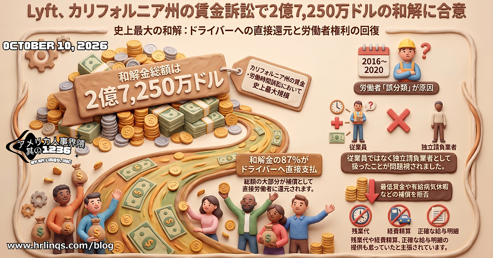 Lyftの$272.5M合意から企業が学ぶこと / California Worker Misclassification :「アメリカ人事界隈」#アメリカHR #HRLinqs #HRLinqsLearning #HRLinqsConnect