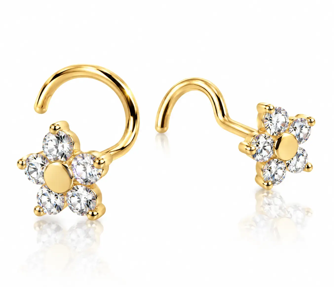 Piercing nez fleur or jaune 14k