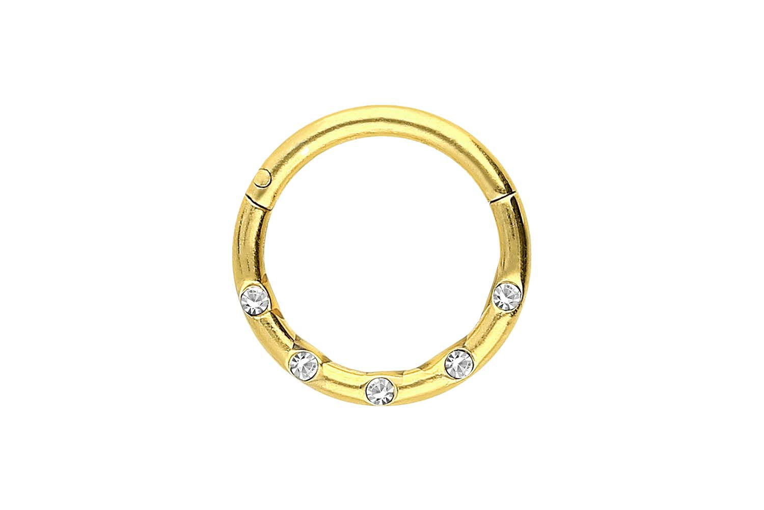 Piercing anneau clicker acier dore et strass