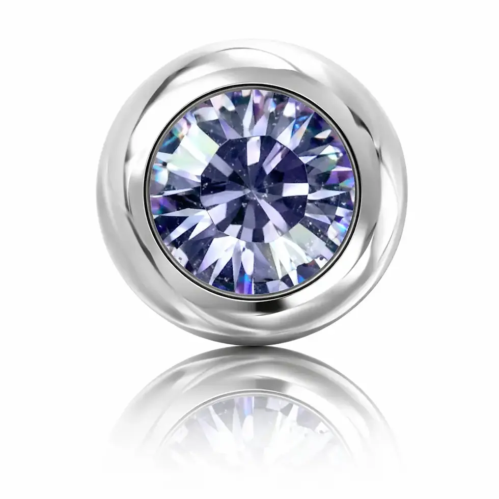 Boules acier avec strass bleue aqua