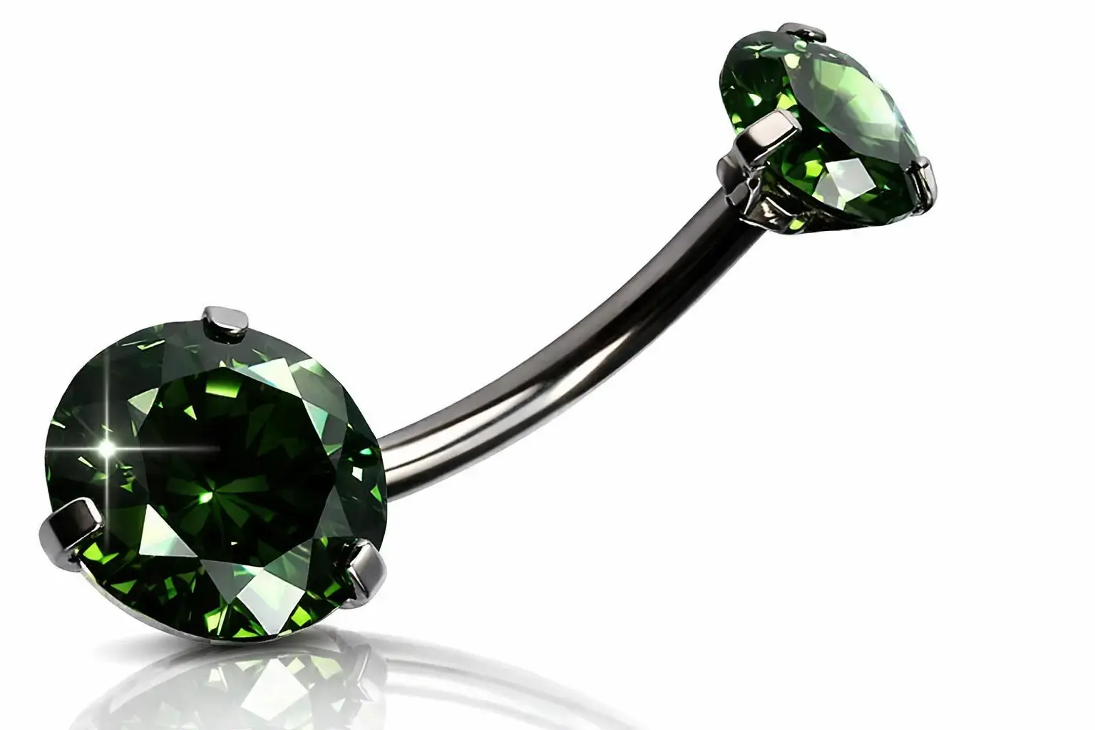 Piercing nombril double zircon vert