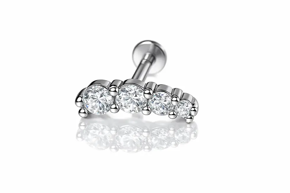 Piercing labret acier zirconium blanc 8 mm