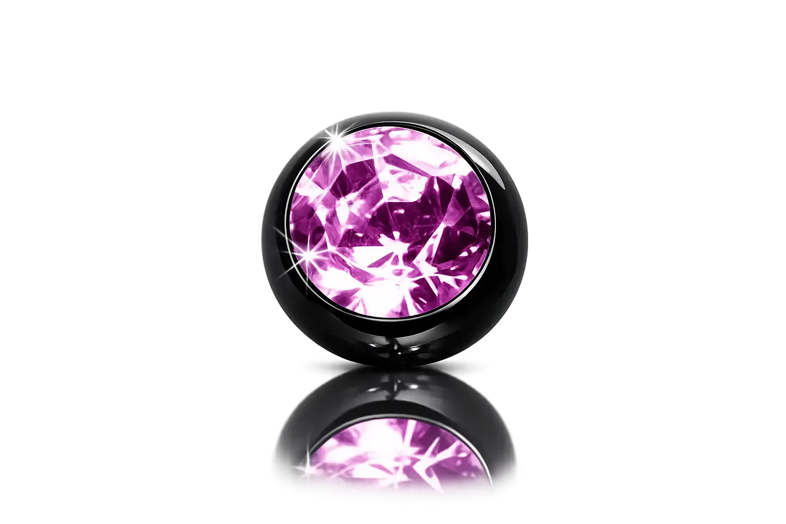 Boule acrylique noire 1.2 x 3 - strass rose