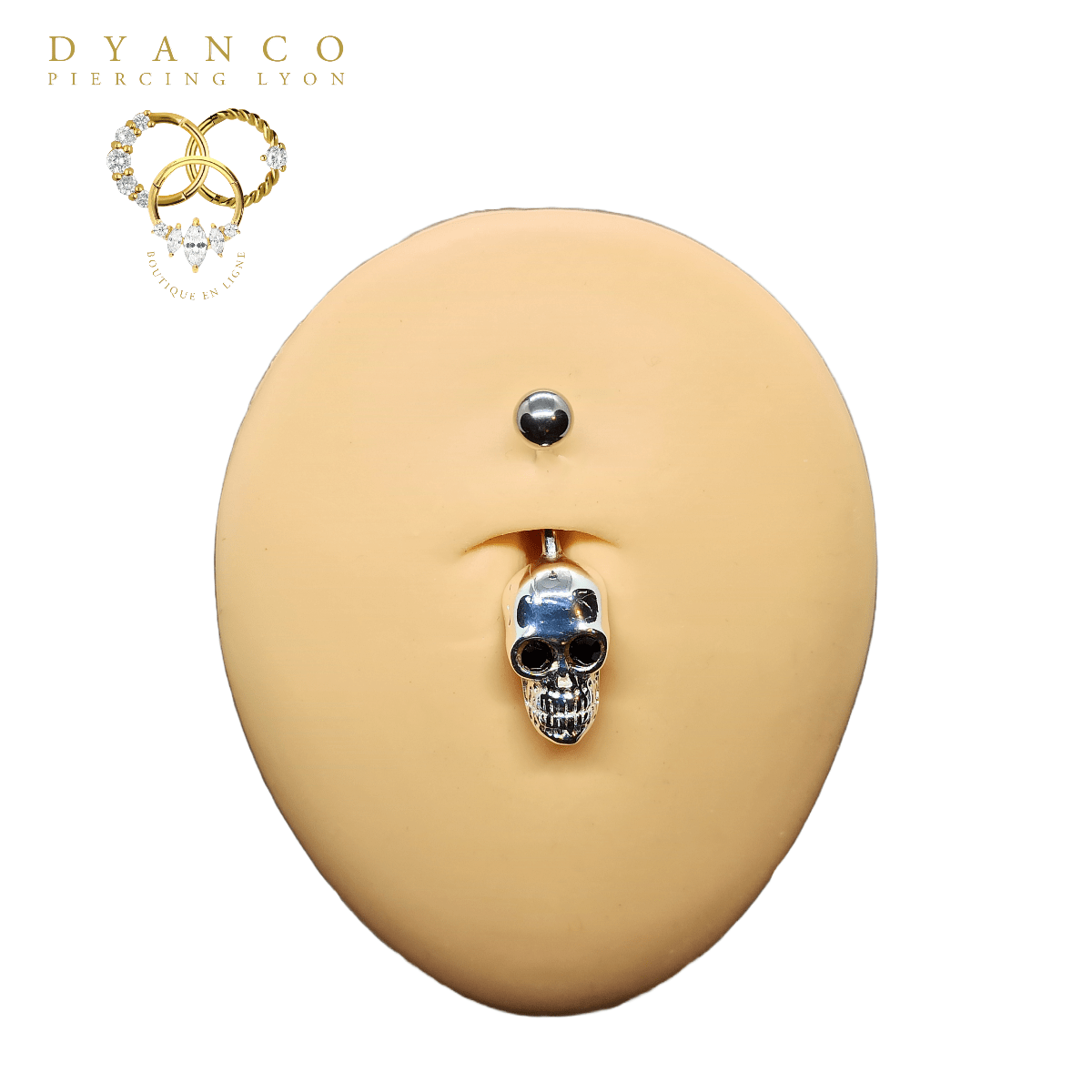 piercing-nombril-crane-argent-yeux-noir-barre-acier