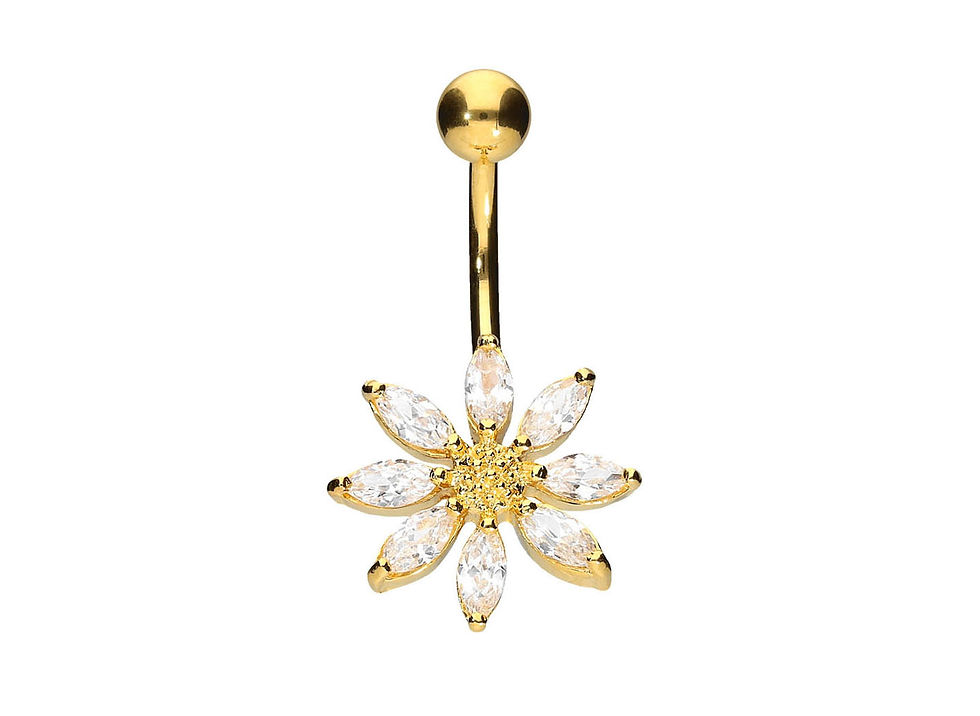 Piercing nombril luxe fleur cristal