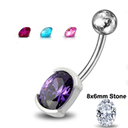 Piercing nombril avec gemme couleurs-aqua, rose, fushia