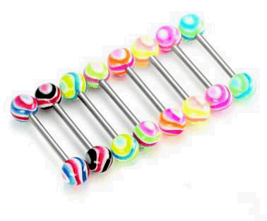 Piercing langue acrylique barbell de vague