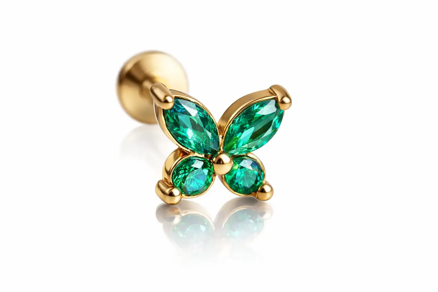 Piercing labret papillon vert