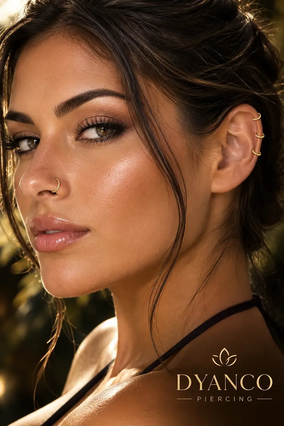 Piercing anneau nez en acier anodise or