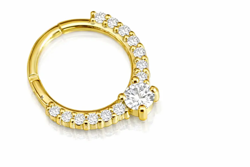 Anneau clicker strass et solitaire diamant 6