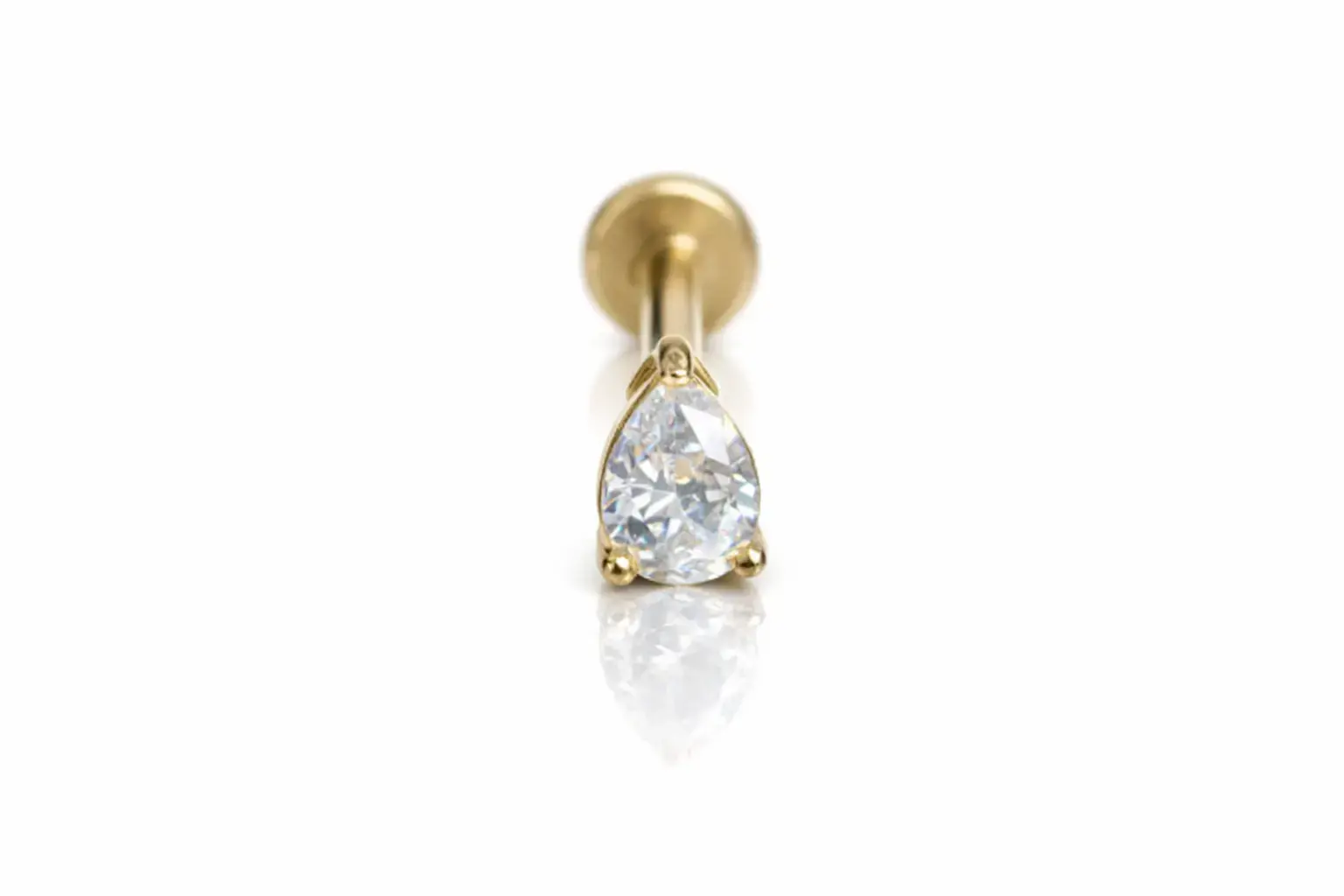 Piercing labret 8 mm doré cristal sertis blanc