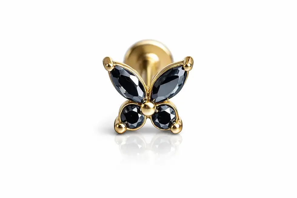 Piercing labret papillon noir