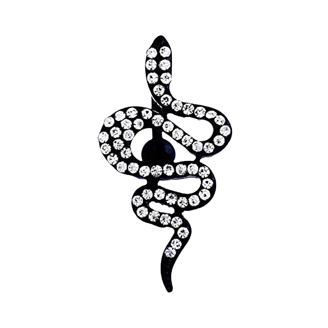 Piercing nombril serpent black multi strass