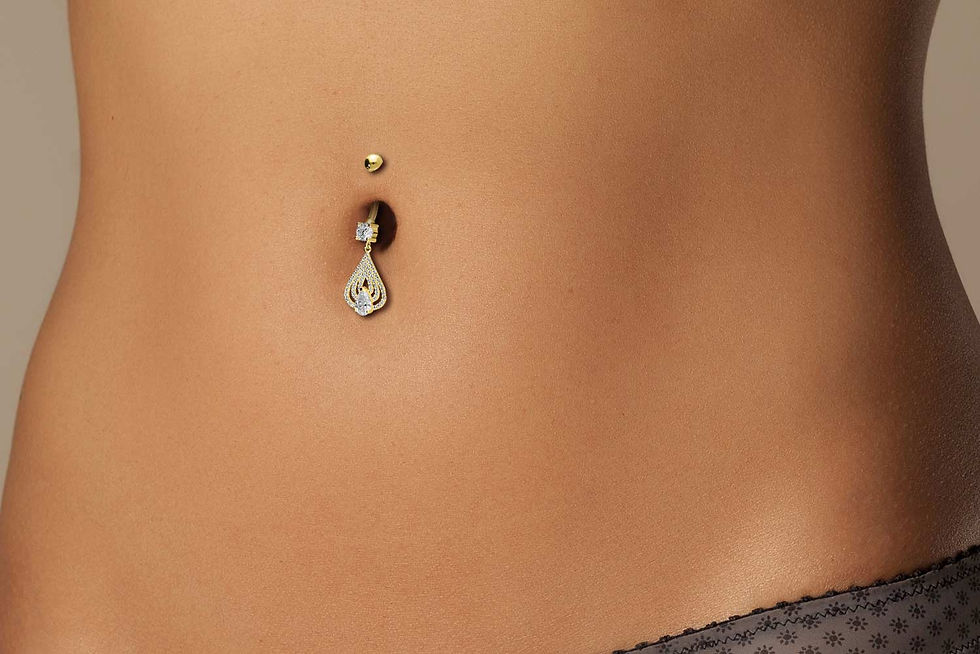 Thumbnail: Piercing nombril pendentif cristal or 18 carats