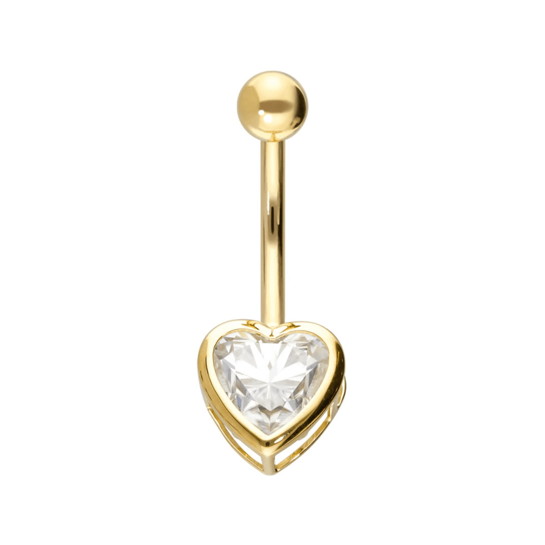 Piercing nombril or 18 carats coeur de moissanite